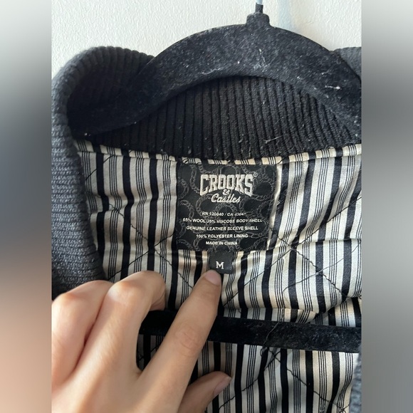 Crooks & Castle Varsity Leather and wool Bomber jacket - Picture 12 of 16